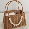Bolso Tejido a Mano Cesta Bolso de Mano Souvenir Almacenamiento de Bolsos Paja Mimbre Cesta de Ratán Cesta de Imitación de Ratán Cesta de Flores de Mimbre