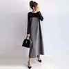 Outono e Inverno 2026 Comércio Exterior Transfronteiriço Estilo Japonês e Coreano Patchwork Primavera Nova Cor Color-Block Vestido Manga Longa Solto Emagrecedor