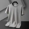 Camiseta de Manga Corta de Color Sólido de Seda de Hielo Delgada de Verano para Hombre Estilo Coreano Talla Grande Informal Deportiva al Aire Libre Top de Media Manga