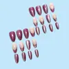 Puntas de Uñas Moda Ojo de Gato Moradas Forma Almendra Usables, Puntas de Uñas Usables para Manicura Suave, Set de 24 Piezas para Puntas de Uñas Transfronterizas