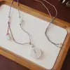Novo Estilo Chinês Ágata Natural Fivela de Segurança Colar Trançado Feminino Design de Nicho Corrente para Clavícula Acessórios de Estilo Chinês com Contas