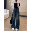Jeans Acampanados Vintage para Mujer, Nuevos de Talla Grande Ajuste Holgado, Pantalones Elásticos Adelgazantes, Pantalones de Pierna Ancha de Cintura Alta hasta el Suelo