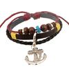 Nova Pulseira de Contas Pulseira de Couro Atacado Pulseira Vintage Âncora de Navio Casal Couro de Vaca Joias Atacado