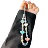 Cadena para Teléfono Móvil Colgante Pulsera Macarrón Corazón para Niña Pulsera Pequeña Fresca Cadena Colgante Decoración Antiperdida Hecha a Mano con Perlas