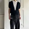 Camiseta de Punto Manga Corta con Cuello Falso de Dos Piezas para Hombres y Mujeres, Bloques de Color de Verano, Estilo Lujo Ligero Old Money, Top Casual para el Trabajo