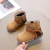 Botines para Niñas 2026 Otoño/Invierno Estilo Nuevo Botas de Algodón con Felpa Botas de Nieve para Bebé Estilo Coreano Moño Suela Suave Antideslizante Zapatos para Niños