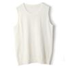 Camisola de cuello redondo de lana fina de estambre fino, sencilla, holgada, interior suave, sin mangas, de punto, para primavera y verano