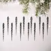 Suprimentos para decoração de Natal: Pingentes coloridos transparentes de 12 peças com efeito de gelo picado, decorações suspensas acrílicas transparentes em formato de cone de gelo