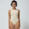 Body de tirantes sin costuras de manga corta estilo europeo y americano para ceñir la cintura, con tanga, camiseta, mono, ropa de yoga, transfronterizo