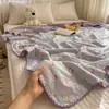 Manta de gasa de doble capa 100% algodón, manta tipo toalla, colcha, manta con forma de frijol, manta para bebé, manta para aire acondicionado, manta para siesta en la oficina