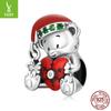 Charm plateado serie original de Navidad charm de cuentas de plata s925 amor oso copo de nieve navideño diy cadena