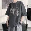Camiseta de Manga Corta para Hombre Verano Manga de Cinco Puntos Nueva Camiseta Estampada Manga Corta Versátil Media Manga Top Holgado Camisa de Capa Base