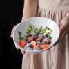 Tigela Diangle de Cerâmica Branca Pura Tigela Doméstica para Frutas Salada Resistente a Altas Temperaturas Louça Simples Criativa Tigela de Arroz para Pets Tigela de Comida para Gatos