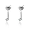 Pendientes de Aro de Cobre Chapados en Platino Transfronterizos para Mujer, Estilo Ins de Celebridad de Internet Europeo y Americano, Aros Simples con Incrustaciones de Diamantes, Elegantes Accesorios para Orejas de Nicho