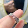 Anillo de Morganita Sintética Edición Ancha Mostrado Mano Fina Boutique Plata S925 Nicho Anillo de Vida para Mujer