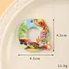Accesorios para llaveros de 26 letras transfronterizos, accesorios clave de resina 3D de doble cara con temática oceánica, fabricante de resina