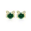 Pendientes de botón de plata S925 imitación de gato con diamantes, pequeños, exquisitos y lindos, con piedras de moissanita de imitación, superventas en transmisiones en vivo de Xiaohongshu