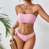 Nuevo Traje de Baño Dividido Femenino Sexy Chica Caliente Bikini de Dos Piezas Tubo Color Sólido Traje de Baño Transfronterizo de Amazon