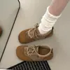 Zapatos de entrenamiento alemanes de otoño con cordones casuales tipo brogue 2026 para mujer estilo bosque nuevos planos de punta redonda gamuza ligera suela blanda zapatos de ballet