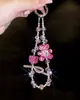 Oso Rosa que Calienta el Corazón con Diamantes Brillantes, Cadena Resistente para Teléfono Móvil, Nicho de Lujo Accesible, Correa Anti-Caída de Moda Exquisita y de Gama Alta