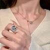 Collar de Rosa Negra para Mujer, Diseño de Nicho de Lujo Ligero, Nuevo Estilo Retro, Anillo de Cola de Camelia Versátil