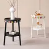 Mesa Redonda Pequeña Minimalista, Mesa de Centro Móvil, Mesa Lateral para Sofá Estilo Crema, Mesa de Noche Artística Creativa Engrosada Inspirada en la Dopamina