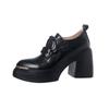 Zapatos de Cordones con Tacón Ultra Alto de 10 cm en Burdeos Profundo, Nuevo Estilo Primavera 2026, Puntera Redonda, Suela Gruesa, Tacón Grueso, Zapatos de Cuero que Aumentan la Altura