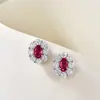 Brincos Diários Caibao para Mulheres Brincos de Corindo Vermelho Rubi Sintético Prata S925 Luxo Leve Quantidade de Venda ao Vivo