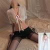 Lingerie Sexy Fantasia de Secretária Sexy Uniforme Sem Tirar Roupas Femininas Tentação Cardigã Sexy Transparente Bodycon Dropshipping