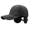 Gorra de béisbol para hombre de invierno nueva, con protección para las orejas, pico de pato, engrosada y cálida, gorro de algodón y lana, gorro para exteriores a prueba de frío