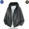 Chaqueta con capucha tie-dye de alta calidad de la marca NASA, de dos piezas simuladas para hombre, moda casual de otoño, prenda exterior elegante y lujosa