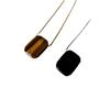 Collar con Colgante de Piedra Verdadera Ojo de Tigre Obsidiana Cadena de Cobre Vintage Atmosférico Todo-partido Otoño e Invierno Cadena Larga de Lana de Gama Alta
