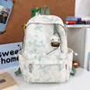 Mochila Estilo Americano Estilo Ins Gris Niebla Degradado con Diseño Dulce y Fresco, Modelo para Parejas para Escuela, Clase, Vacaciones y Viaje