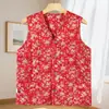 Novo Colete Floral para Mulheres de Meia-Idade e Idosas, para Mães e Avós, Jaqueta Acolchoada de Algodão Espesso Chinesa 2025, Colete Quente de Inverno Sem Mangas