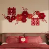 Decoración de Habitación de Boda, Decoraciones de Boda, Habitación Nueva, Sala de Estar, Entrada, Escalera, Pared de Fondo, Dormitorio, Carácter de Doble Felicidad, Guirnaldas de Flores
