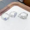 Anillo Estrella de SinfoníaEsmalte Goteo de Aceite Cola de Pez Estrella Anillo Abierto con Circonita, Anillo Apilable de Lujo Ligero de Nicho de Gama Alta