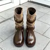 Melard nueva colección otoño 2026 para mujer: botas retro, de suela gruesa, a media pantorrilla, estilo western, y botas robustas