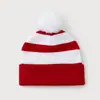 Chapéu de Tricô com Bola de Pelo Natalina Transfronteiriça Chapéu de Lã Listrado Criativo Atmosfera Quente de Inverno Festa Chapéu de Natal para Adulto