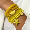 Conjunto de pulseiras de férias estilo boêmio transfronteiriço europeu e americano, pulseira multicamadas com sementes, concha e estrela-do-mar