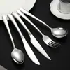 Juego de Cubiertos Engrosado de Acero Inoxidable 304, Serie Elegante con Mangos Robustos en Cucharas y Tenedores, Juego de Vajilla Estilo Occidental