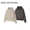 Sudadera con Capucha Rayada Tipo Terciopelo de Peso Pesado para Hombres y Mujeres, Chaqueta de Punto con Cremallera Cleanfit Invierno 2025 Chaqueta de Pareja