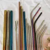 Venta al por mayor del fabricante Pajita de acero inoxidable para té de leche 304 Creativo Colorido Juego de silicona Pajita metálica telescópica con cuchara Chapado en titanio