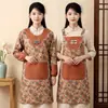 Bata de trabajo transpirable de manga larga, de estilo chino nuevo, de alta gama, moderna y elegante, para talleres y fábricas, delantal resistente al desgaste para cocina y uso doméstico
