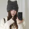 Chapéu de Lã Colorido com Orelhas de Gato Doce e Fofo Outono Inverno Aconchegante Espesso Chapéu de Lã Faz o Rosto Parecer Menor Cobertura de Cabeça Chapéu para o Frio