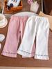 Pantalones para Niña Otoño 2024 Estilo Coreano Pantalones Casuales para Niños Moda para Niña Bordado Bordado Combinable Pantalones Acampanados