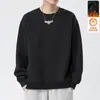 Moletom com capuz masculino para outono e inverno de 2025, estilo novo para adolescentes, corte solto, forrado com fleece, peso pesado, jaqueta sem capuz, versátil