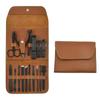 Cortaúñas negro bolsa de cuero plegable triple cortaúñas kit de manicura de 16 piezas bolsa plegable multifuncional para el hogar