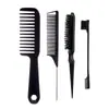 Herramientas de Peluquería Peine de Tres Filas, Iluminador, Peine de Cola Puntiaguda, Cepillo para Cardar, Peine de Dientes Anchos, Peine y Cepillo Grandes para Peinar el Cabello