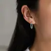 Brincos Grandes Semicirculares de Prata 925 com Turquesa Transfronteiriços Novos Luxo Acessível Estilosos Retrô Design de Nicho