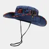 Estilo Étnico Sombrero de Pescador Vaquero Sombrero para el Sol para Hombres y Mujeres Sombrero de Sol para Exteriores de Verano Sombrero de Protección Solar Sombrero de Pesca para Hombre con Ala Ancha